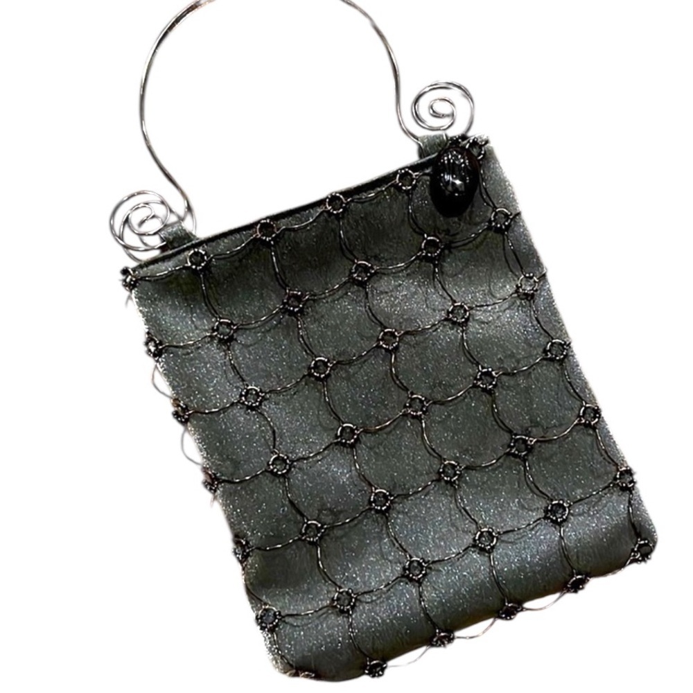 VINTAGE VTG | Jessica McClintock for GUNNE SAX | OOAK silver Metallic Cage Purse